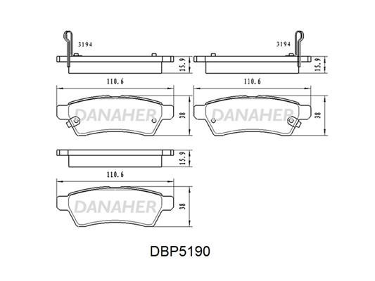 Danaher DBP5190 Front disc brake pads, set DBP5190