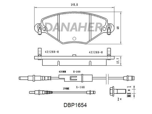 Danaher DBP1654 Brake Pad Set, disc brake DBP1654