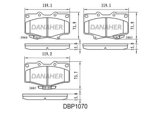 Danaher DBP1070 Brake Pad Set, disc brake DBP1070