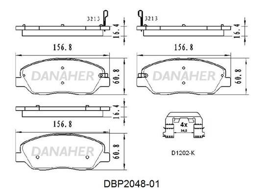 Danaher DBP2048-01 Brake Pad Set, disc brake DBP204801