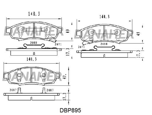 Danaher DBP895 Brake Pad Set, disc brake DBP895