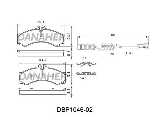 Danaher DBP1046-02 Brake Pad Set, disc brake DBP104602