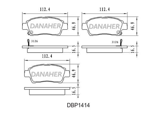 Danaher DBP1414 Brake Pad Set, disc brake DBP1414