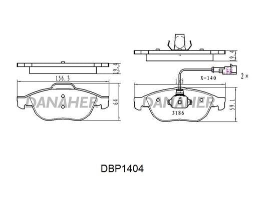 Danaher DBP1404 Brake Pad Set, disc brake DBP1404