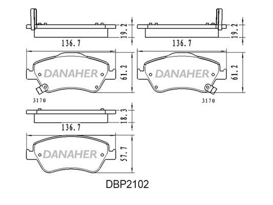 Danaher DBP2102 Brake Pad Set, disc brake DBP2102