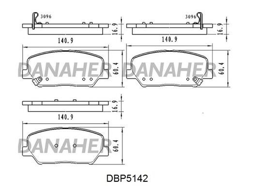 Danaher DBP5142 Brake Pad Set, disc brake DBP5142