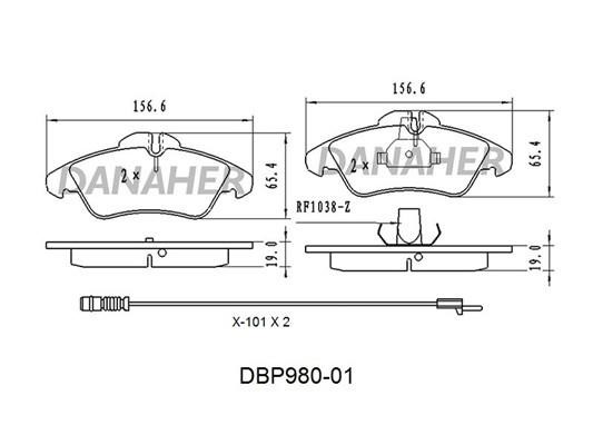 Danaher DBP980-01 Brake Pad Set, disc brake DBP98001
