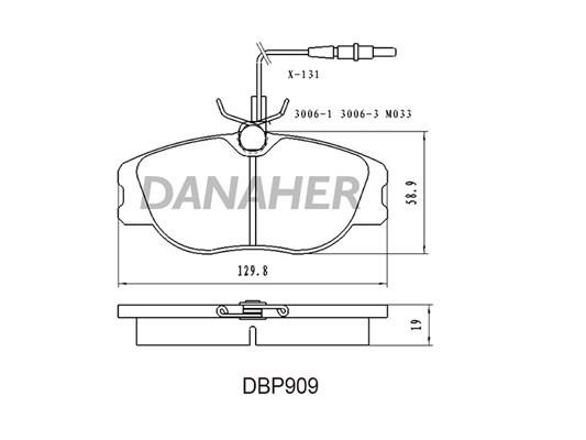 Danaher DBP909 Brake Pad Set, disc brake DBP909