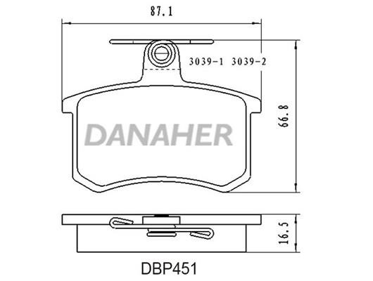 Danaher DBP451 Brake Pad Set, disc brake DBP451