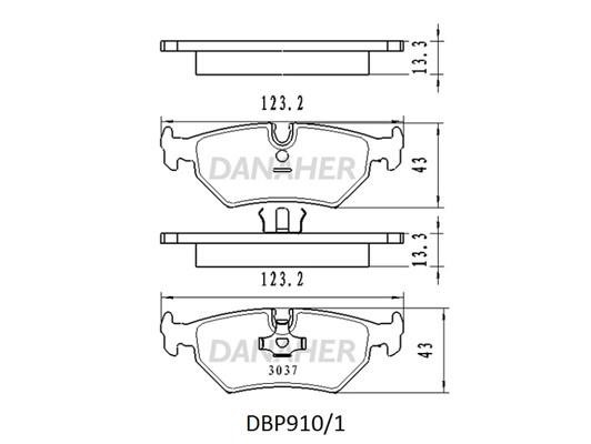 Danaher DBP910/1 Brake Pad Set, disc brake DBP9101