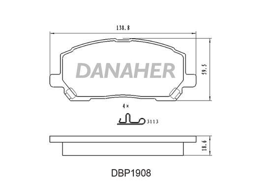Danaher DBP1908 Brake Pad Set, disc brake DBP1908