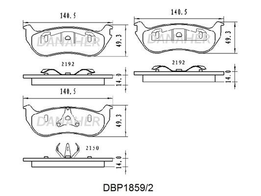 Danaher DBP1859/2 Brake Pad Set, disc brake DBP18592
