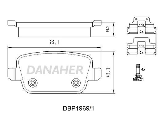 Danaher DBP1969/1 Brake Pad Set, disc brake DBP19691