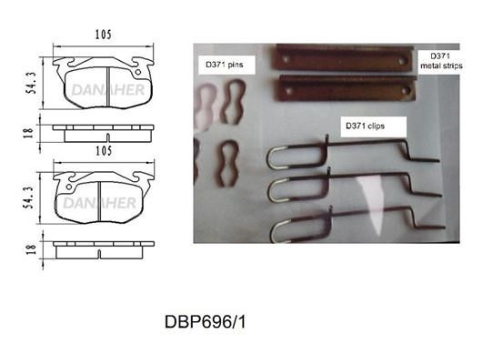 Danaher DBP696/1 Brake Pad Set, disc brake DBP6961