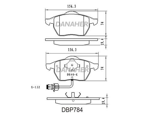 Danaher DBP784 Brake Pad Set, disc brake DBP784