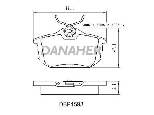 Danaher DBP1593 Brake Pad Set, disc brake DBP1593
