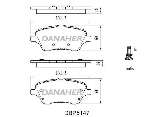 Danaher DBP5147 Brake Pad Set, disc brake DBP5147