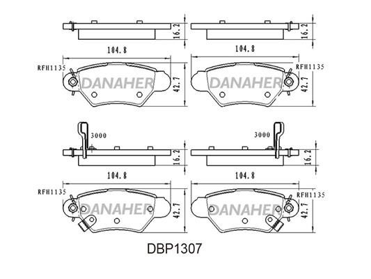 Danaher DBP1307 Brake Pad Set, disc brake DBP1307