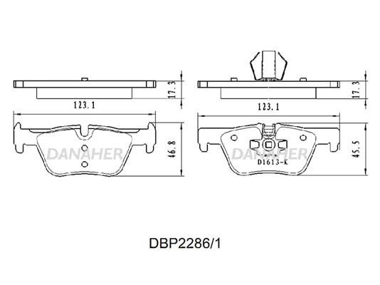 Danaher DBP2286/1 Brake Pad Set, disc brake DBP22861