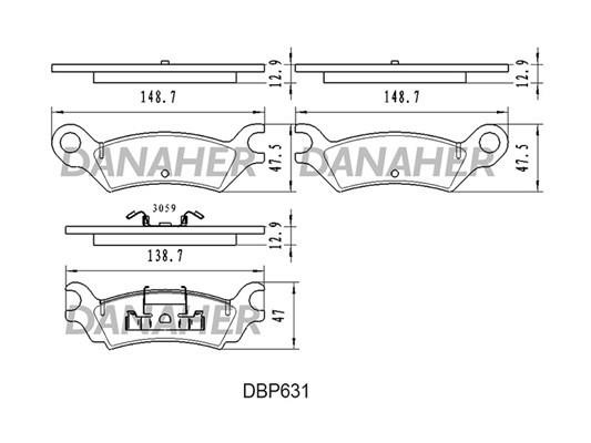 Danaher DBP631 Brake Pad Set, disc brake DBP631