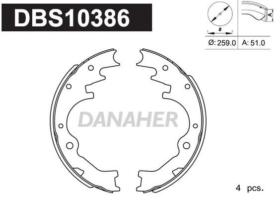 Danaher DBS10386 Brake shoe set DBS10386