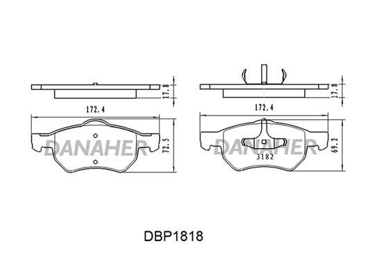 Danaher DBP1818 Brake Pad Set, disc brake DBP1818