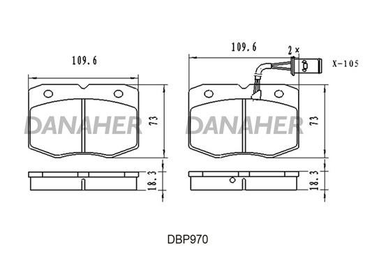 Danaher DBP970 Brake Pad Set, disc brake DBP970