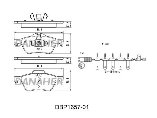 Danaher DBP1657-01 Brake Pad Set, disc brake DBP165701