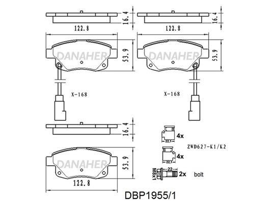 Danaher DBP1955/1 Brake Pad Set, disc brake DBP19551