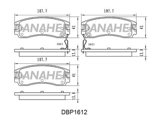 Danaher DBP1612 Brake Pad Set, disc brake DBP1612