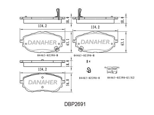 Danaher DBP2691 Brake Pad Set, disc brake DBP2691