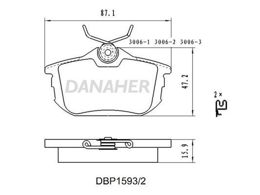 Danaher DBP1593/2 Brake Pad Set, disc brake DBP15932