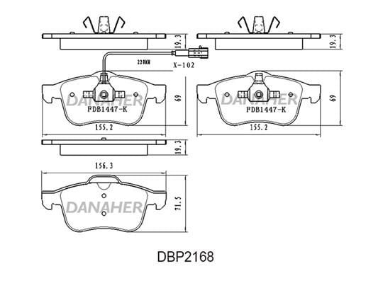 Danaher DBP2168 Brake Pad Set, disc brake DBP2168