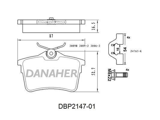 Danaher DBP2147-01 Brake Pad Set, disc brake DBP214701