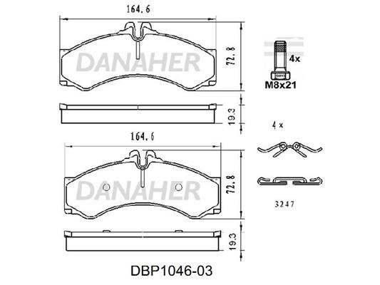 Danaher DBP1046-03 Brake Pad Set, disc brake DBP104603