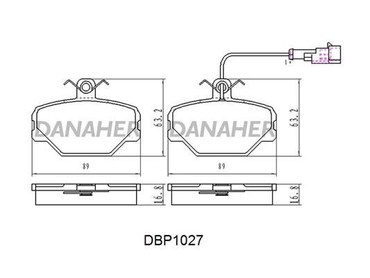 Danaher DBP1027 Brake Pad Set, disc brake DBP1027