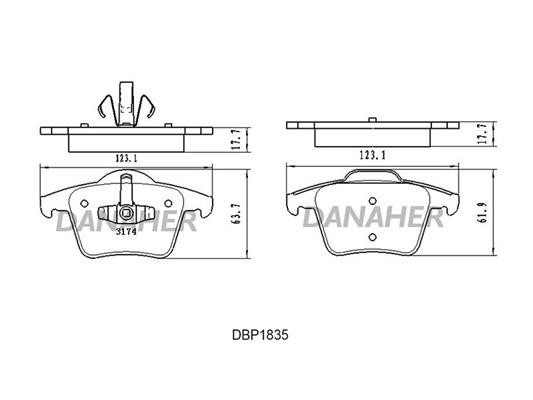 Danaher DBP1835 Brake Pad Set, disc brake DBP1835