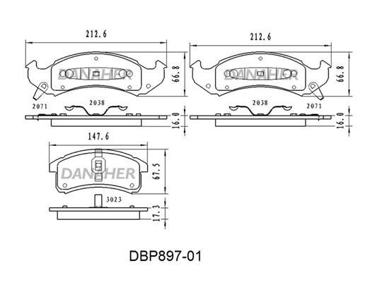 Danaher DBP897-01 Brake Pad Set, disc brake DBP89701