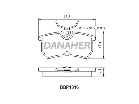 Danaher DBP1316 Brake Pad Set, disc brake DBP1316
