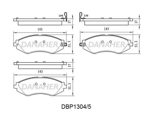 Danaher DBP1304/5 Brake Pad Set, disc brake DBP13045