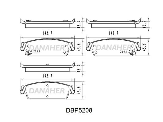 Danaher DBP5208 Rear disc brake pads, set DBP5208