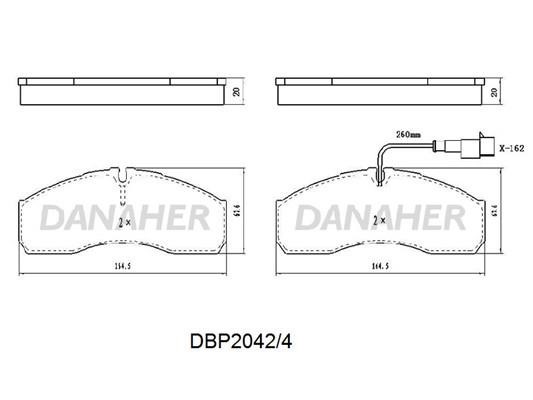 Danaher DBP2042/4 Brake Pad Set, disc brake DBP20424