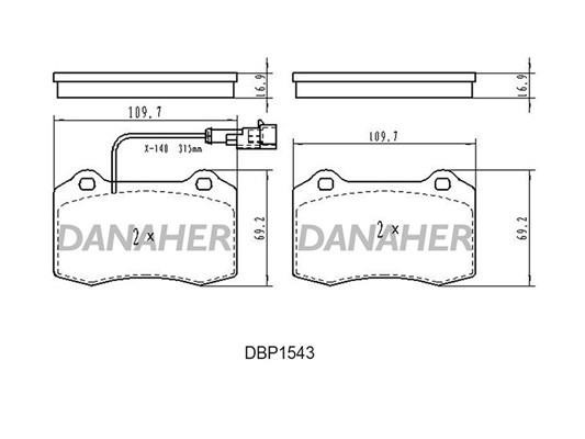 Danaher DBP1543 Brake Pad Set, disc brake DBP1543