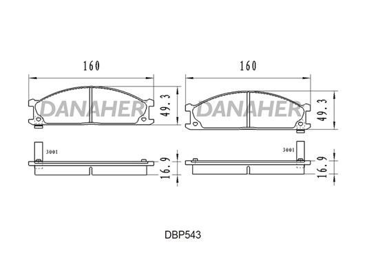 Danaher DBP543 Brake Pad Set, disc brake DBP543