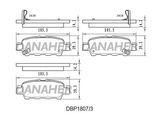 Danaher DBP1807/3 Brake Pad Set, disc brake DBP18073