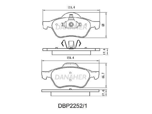 Danaher DBP2252/1 Brake Pad Set, disc brake DBP22521