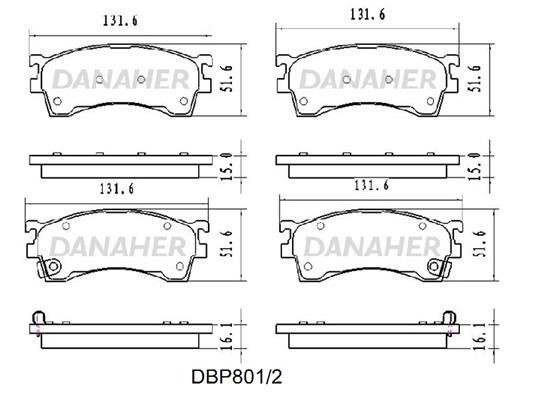 Danaher DBP801/2 Brake Pad Set, disc brake DBP8012