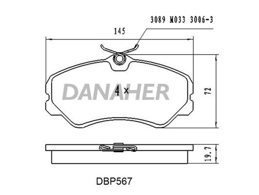 Danaher DBP567 Brake Pad Set, disc brake DBP567