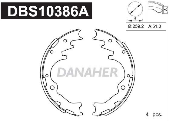 Danaher DBS10386A Brake shoe set DBS10386A