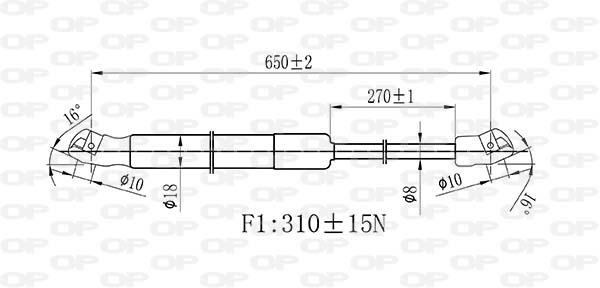 Open parts GSR6429.00 Gas hood spring GSR642900